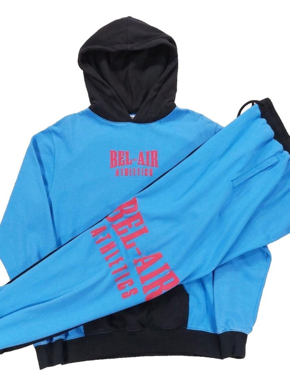 Bel-Air Athletics Collegiate Track Suit Men's Large, Blue Hoodie & Sweatpant